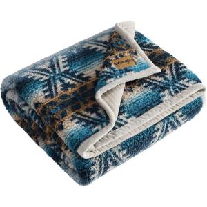 Wrangler – Blanket, Super Soft Sherpa Bedding with Corduroy Reverse, Yellowstone Inspired Throw Blanket for Couch or Bed (Coyote Sands Orange, 50″ x 60″)(Frontier Turquoise)