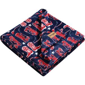 Wrangler – Blanket, Super Soft Sherpa Bedding with Corduroy Reverse, Yellowstone Inspired Throw Blanket for Couch or Bed (Coyote Sands Orange, 50″ x 60″)(Knocking Boots Blue)