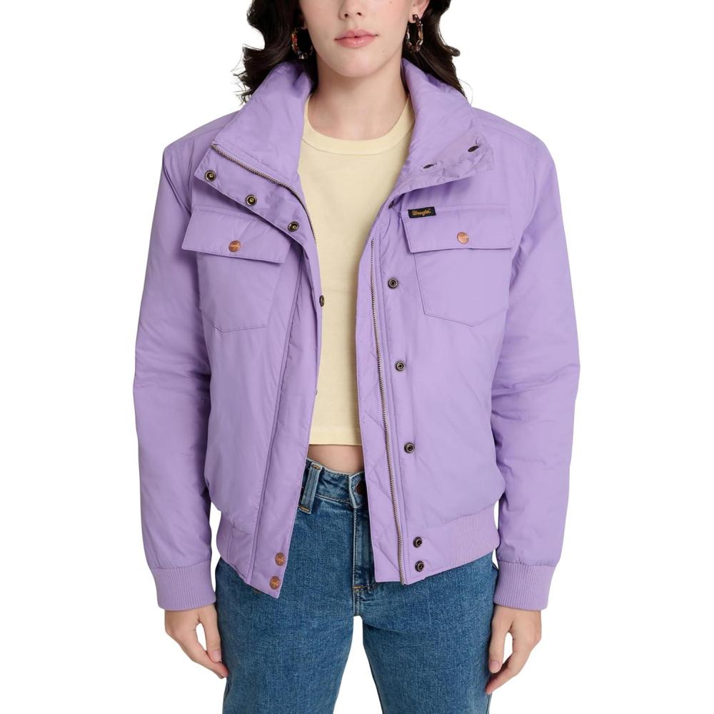 imageWrangler womens X Stranger Things Erica Bomber JacketLight Purple