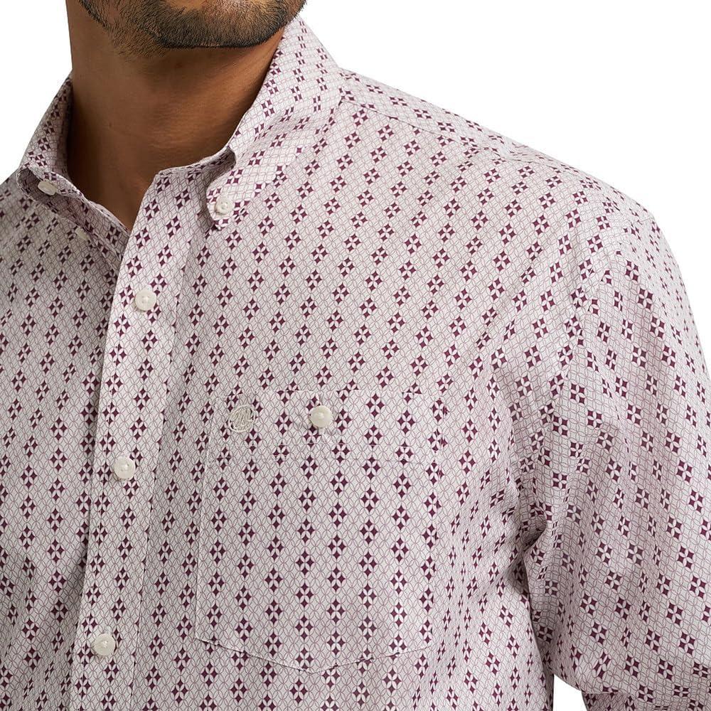 imageWrangler Mens Sangria Print Classic Shirt