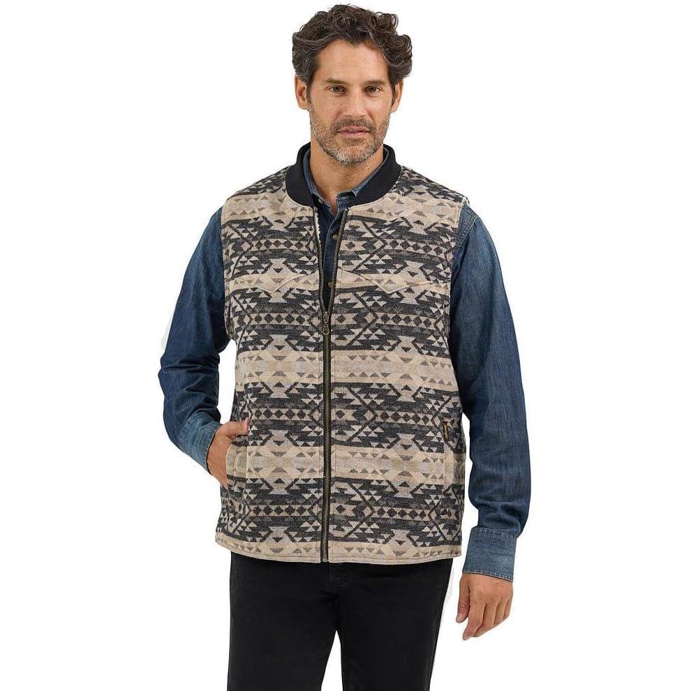 imageWrangler Mens Sherpa Lined Jacquard Vest