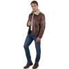 Wrangler Men’s Leather Flight Jacket Sherpa Dark Brown.(Dark Brown)