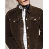 Wrangler Men’s Leather Trucker Jacket Western Dark Brown.(Dark Brown)