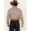 Wrangler Men’s Retro Plaid Print Long Sleeve Snap Western Shirt Brown Medium