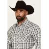 Wrangler Men’s Retro Plaid Print Long Sleeve Snap Western Shirt Grey X-