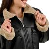 Wrangler Women’s Black Faux Leather Jacket – Sherpa Collar and Cuffs, Warm Lined Aviator Style