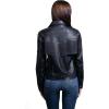 Wrangler Women’s Faux Leather Fringe Trucker Jacket Black.(Black)