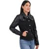 Wrangler Women’s Two-Tone Faux Leather Trucker Jacket Black.(Black)