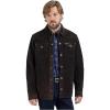 Wrangler Men’s Leather Trucker Jacket Western Dark Brown.(Dark Brown)