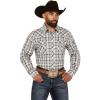 Wrangler Men’s Retro Plaid Print Long Sleeve Snap Western Shirt Grey