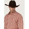 Wrangler Men’s Retro Plaid Print Long Sleeve Snap Western Shirt Red Medium