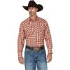 Wrangler Men’s Retro Plaid Print Long Sleeve Snap Western Shirt Red Medium