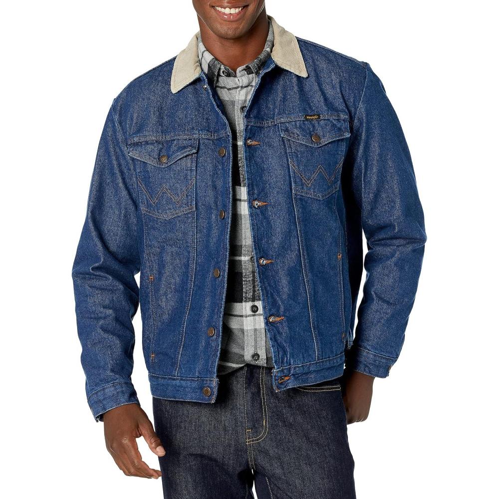 imageWrangler Mens PreWashed Blanket Lined Denim JacketBlanketDenim