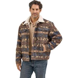 Wrangler Men’s Chocolate Torte Sherpa Jacquard Jacket(Chocolate)