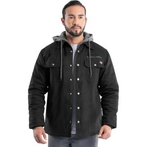 Wrangler mens Hooded Quilted Shirt Jacket(Black)