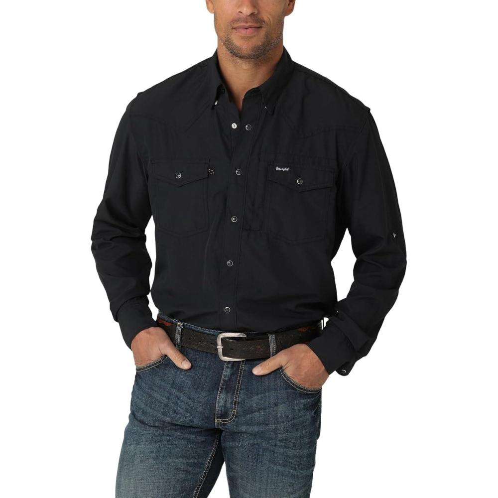 imageWrangler 112323744 Mens Black Performance ShirtStretch Limo
