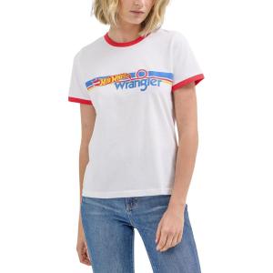 Wrangler Womens X Hot Wheels™ Logo Ringer Tee(White)