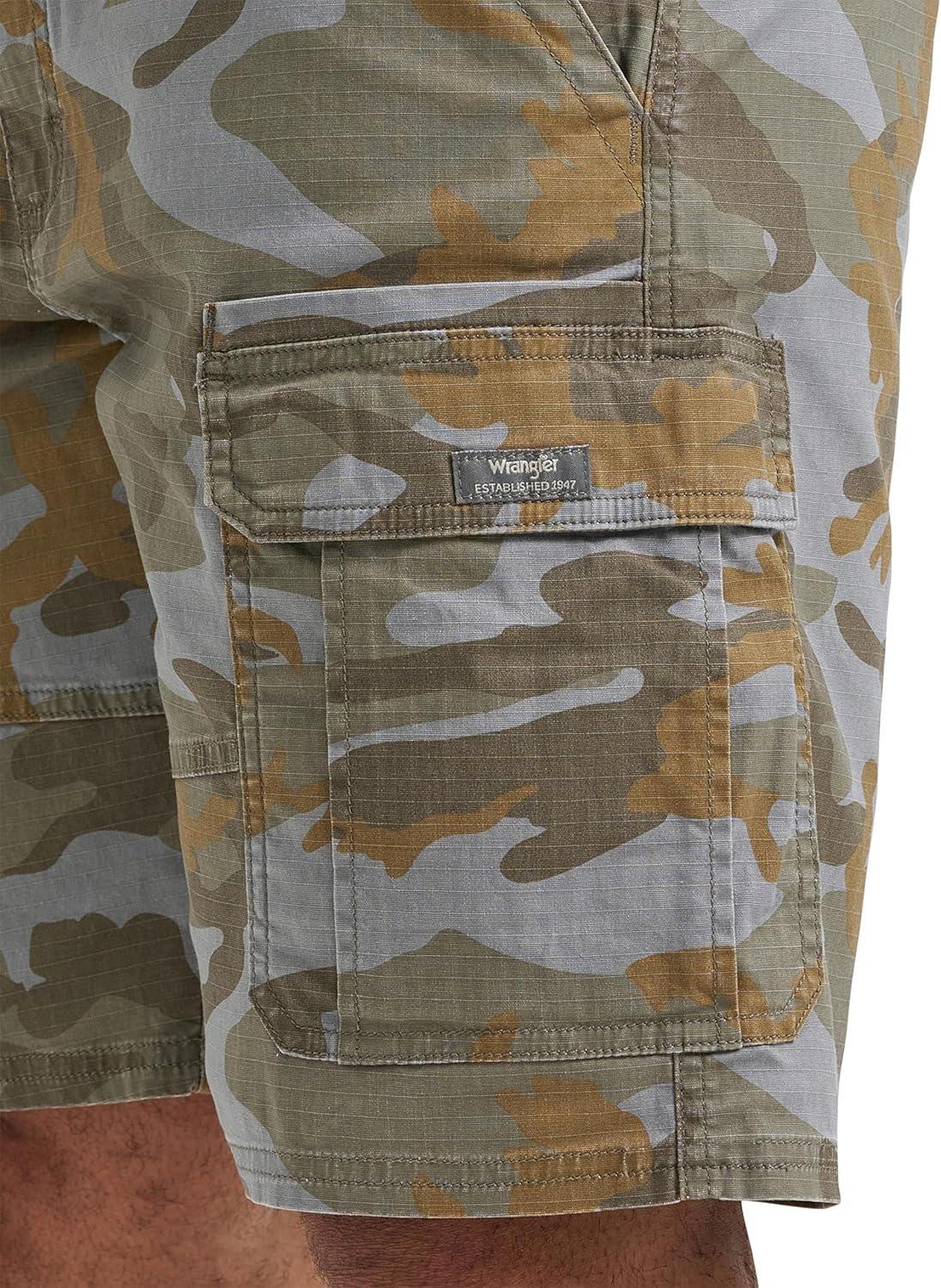 imageWrangler Authentics Mens Classic Cargo Stretch ShortJungle Ermine Camo Ripstop