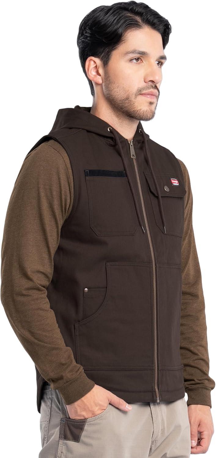 imageWrangler mens Hooded Work VestBrown