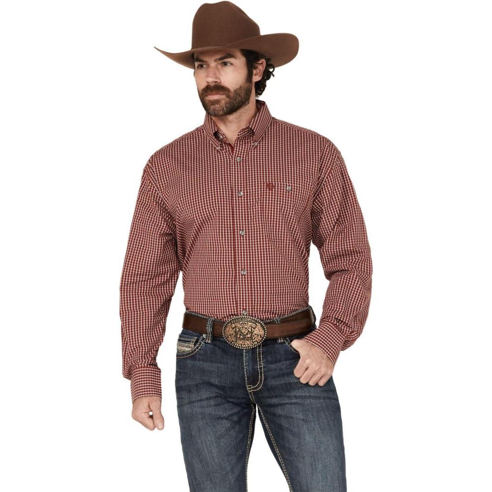 imageWrangler Mens George Strait by Checkered Print Long Sleeve ButtonDown  112356606