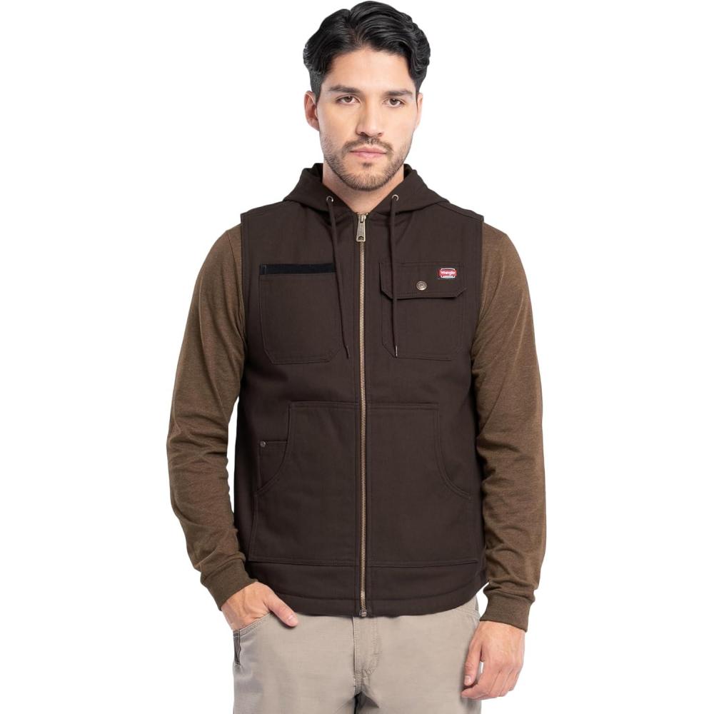 imageWrangler mens Hooded Work VestBrown