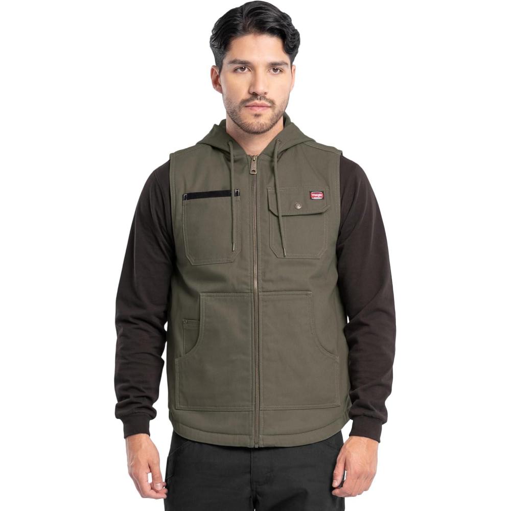 imageWrangler mens Hooded Work VestKhaki