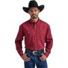 Wrangler Men’s George Strait by Solid Long Sleeve Button-Down Western Shirt Tall Red XX- Tall