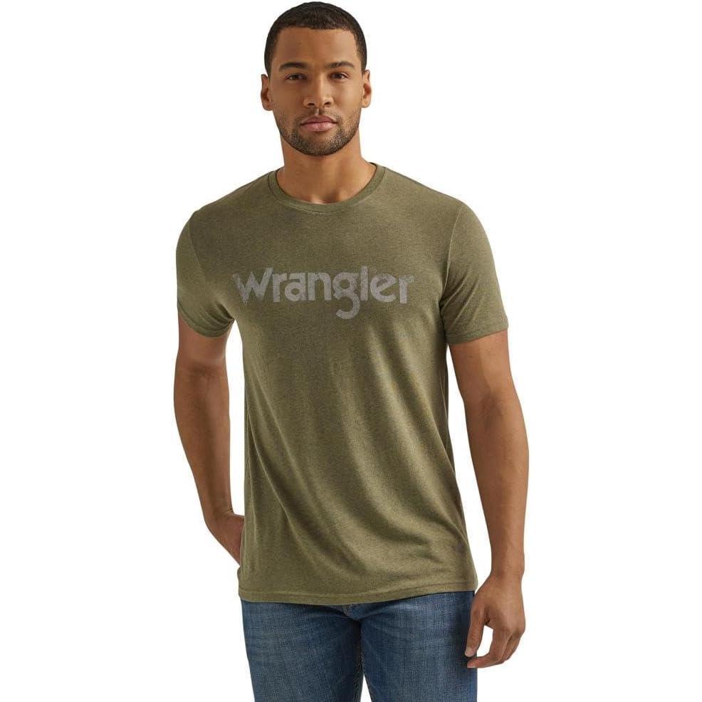 imageWrangler Mens Western Crew Neck Short Sleeve Tee Shirt Sage Heather Medium