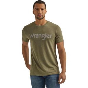 Wrangler Men’s Western Crew Neck Short Sleeve Tee Shirt, Sage Heather, Medium