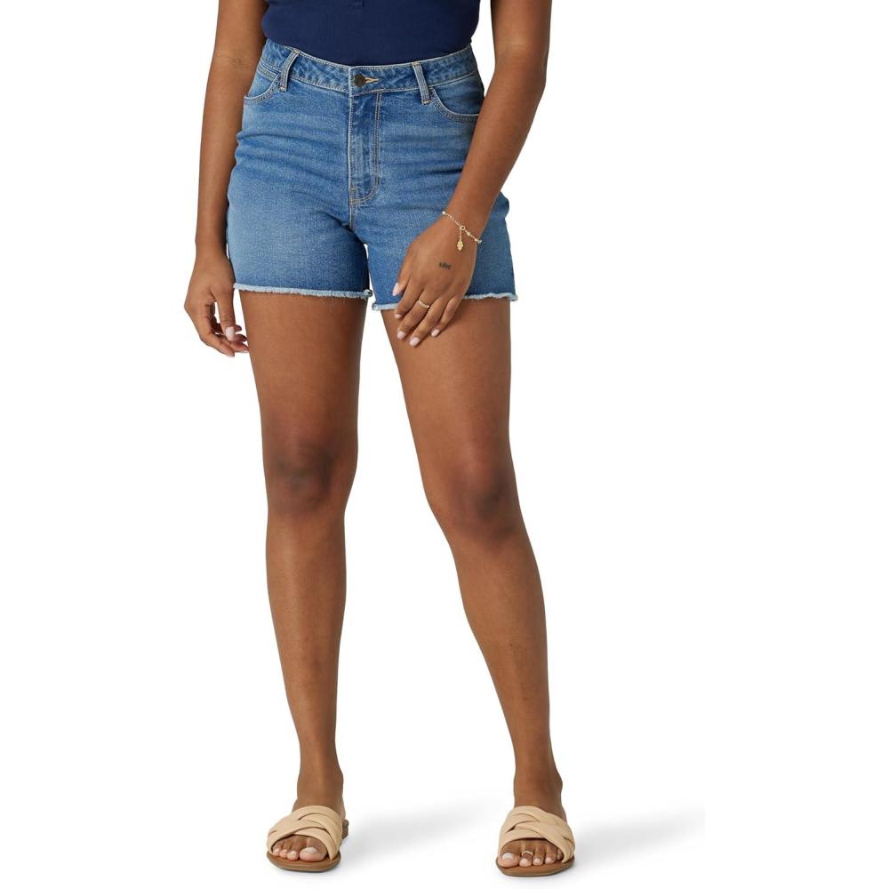 imageWrangler Womens 4 Fray Jean ShortOcean Medium