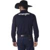 Wrangler Men’s big-tall Big & Tall Logo Two Pocket Long Sleeve Woven Shirt(Navy)