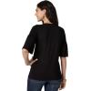 Wrangler Women’s 3/4 Sleeves Smocked Shoulder Knit Top(Black)