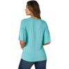 Wrangler Women’s 3/4 Sleeves Smocked Shoulder Knit Top(Pool Blue)
