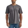 Wrangler Authentics Men’s Short Sleeve Henley Tee(Charcoal Heather)