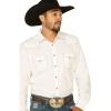 Wrangler Mens Retro Two Pocket Long Sleeve Snap Shirt Discontinued(White)