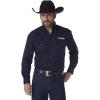Wrangler Men’s big-tall Big & Tall Logo Two Pocket Long Sleeve Woven Shirt(Navy)