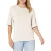 Wrangler Women’s 3/4 Sleeves Smocked Shoulder Knit Top(White)