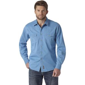 Wrangler Mens Retro Two Pocket Long Sleeve Snap Shirt Discontinued(Blue)