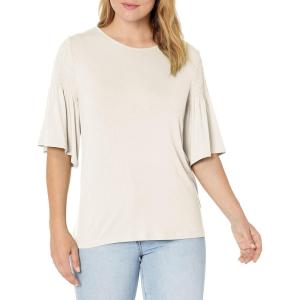 Wrangler Women’s 3/4 Sleeves Smocked Shoulder Knit Top(White)