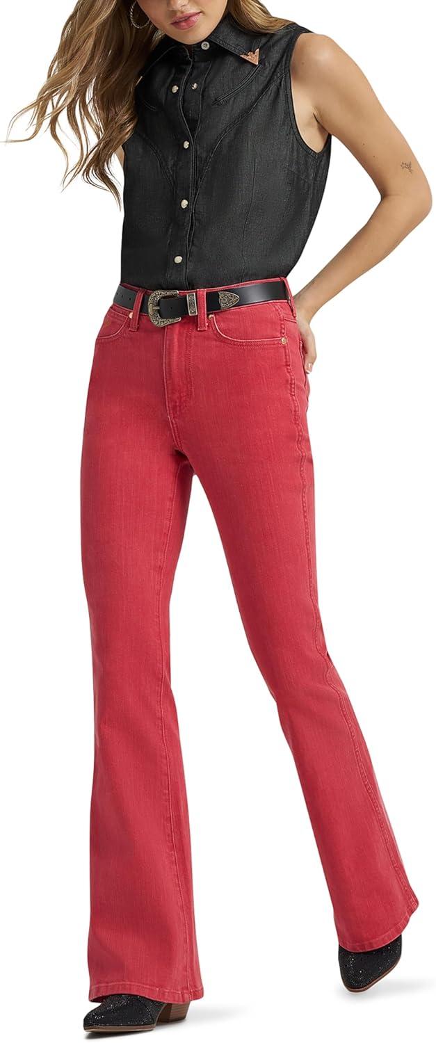 imageWrangler Lainey Wilson Womens Dark Flare JeansRed