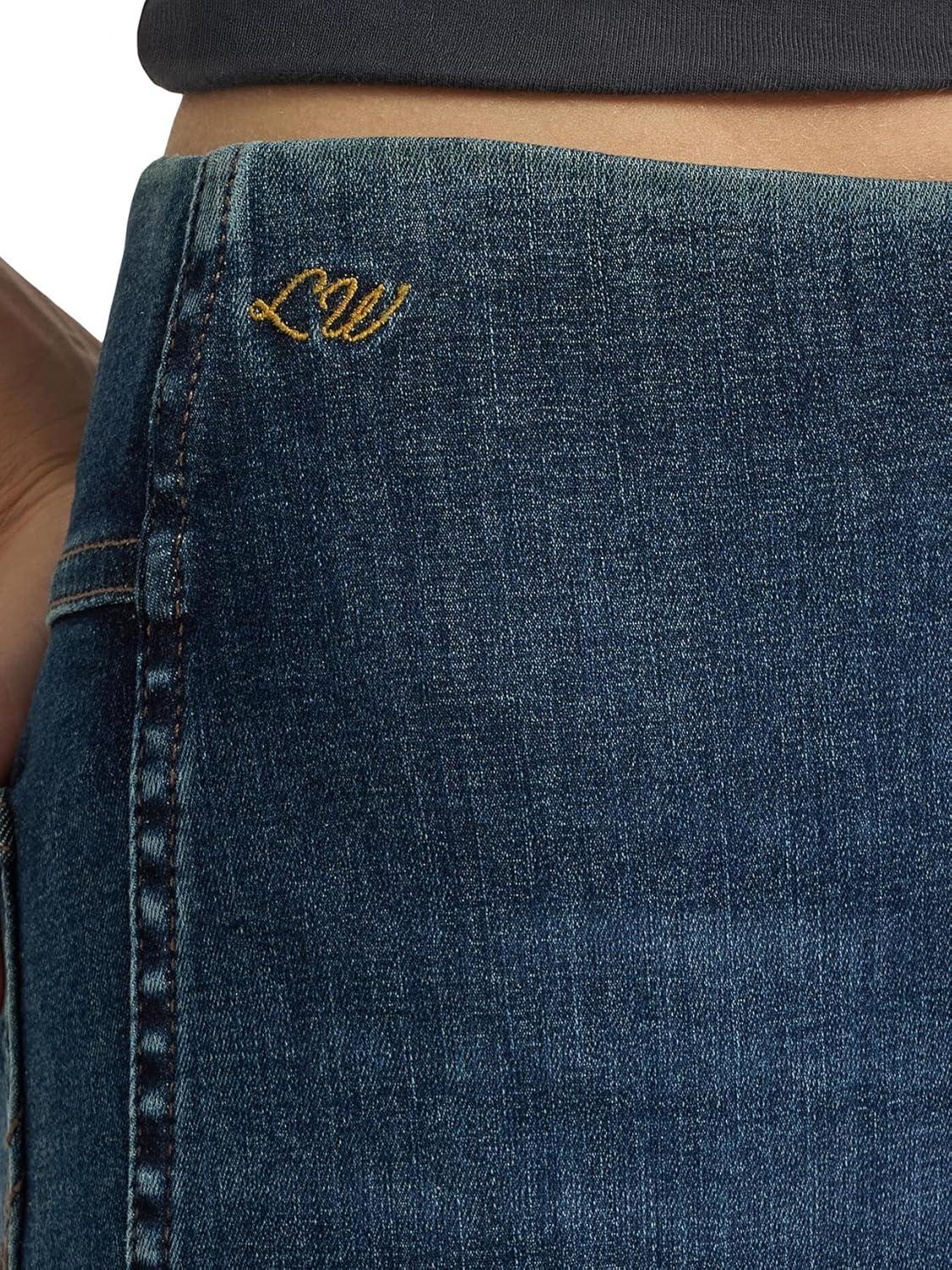 imageWrangler X Womens Lainey Wilson Pull on Bell Jean Washed BlackDark Wash