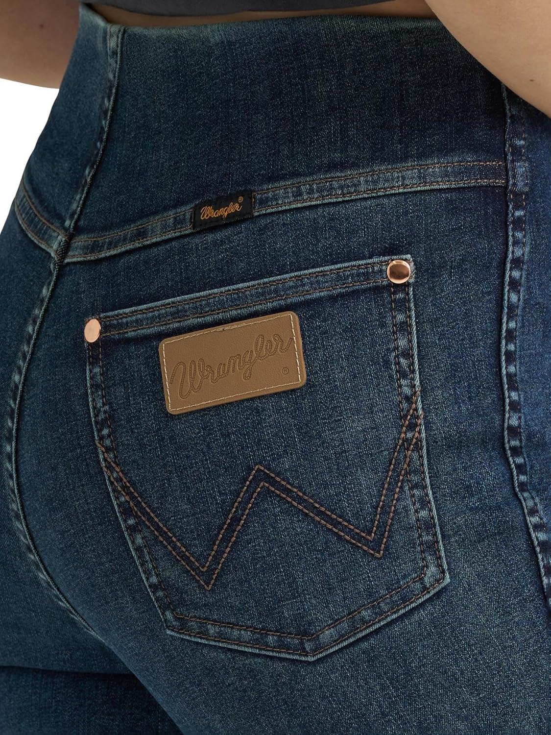 imageWrangler X Womens Lainey Wilson Pull on Bell Jean Washed BlackDark Wash