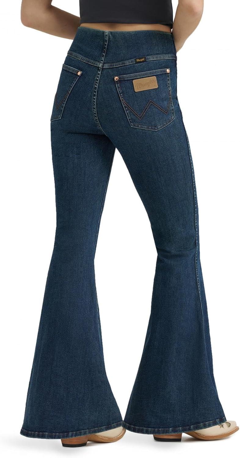 imageWrangler X Womens Lainey Wilson Pull on Bell Jean Washed BlackDark Wash