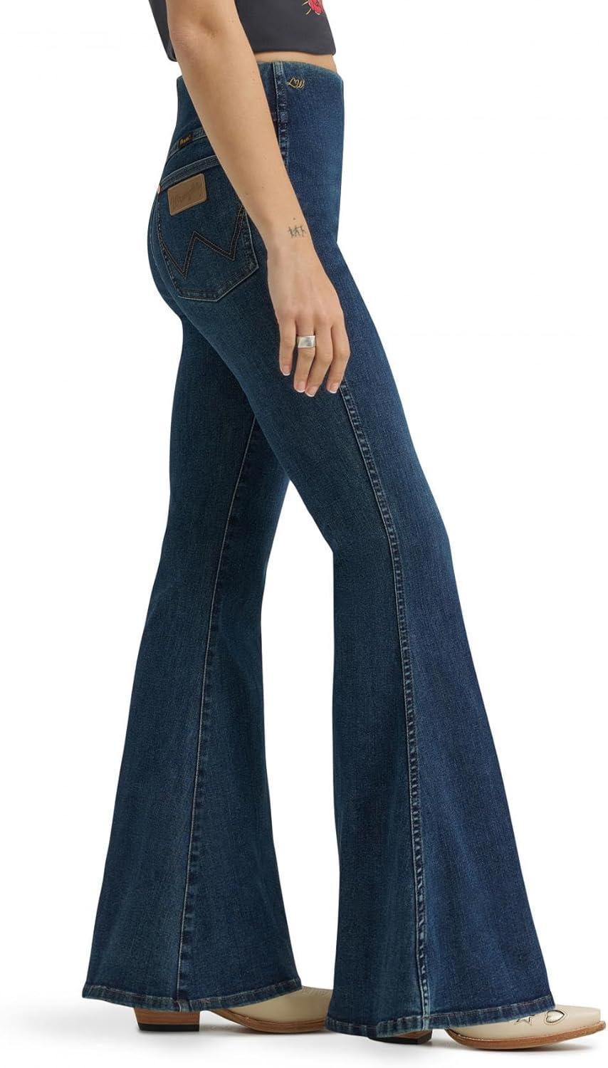 imageWrangler X Womens Lainey Wilson Pull on Bell Jean Washed BlackDark Wash