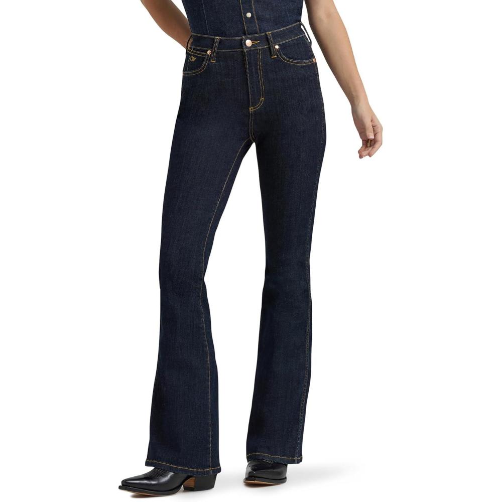 imageWrangler Lainey Wilson Womens Dark Flare JeansRinse