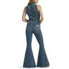 Wrangler womens X Lainey Wilson Sleeveless Denim Flare Catsuit(Denim)