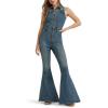 Wrangler womens X Lainey Wilson Sleeveless Denim Flare Catsuit(Denim)