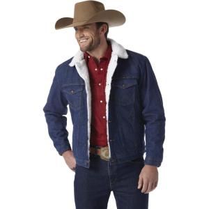 Wrangler Men’s Cowboy Cut Western Lined Denim Jacket(Denim/Sherpa)