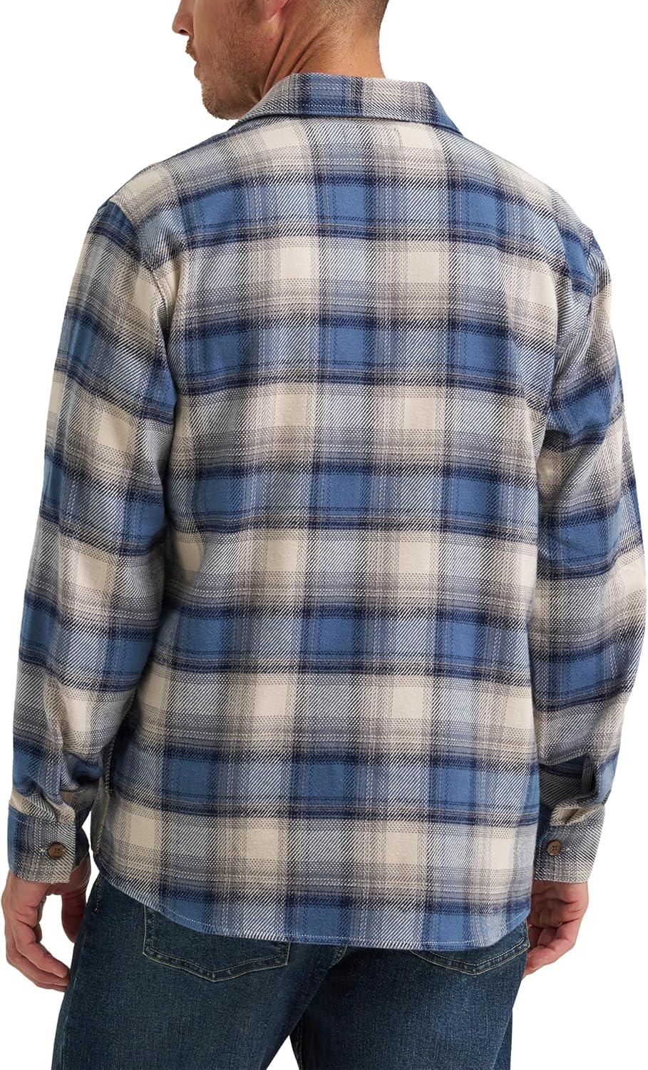 imageWrangler Authentics Mens Mens Long Sleeve Flannel Shirt JacketBering Sea Plaid