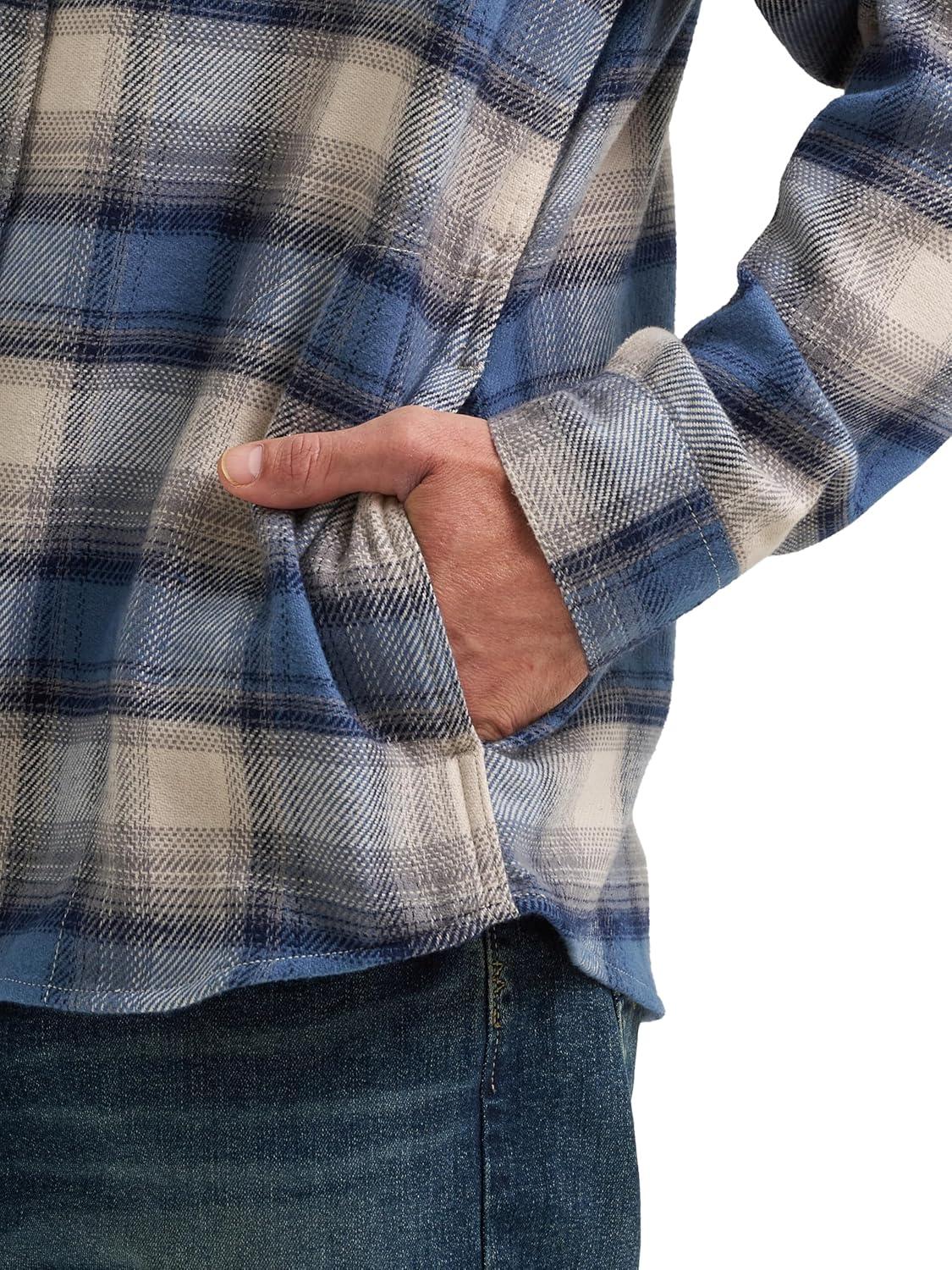 imageWrangler Authentics Mens Mens Long Sleeve Flannel Shirt JacketBering Sea Plaid